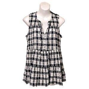 Anthropologie Pilcro & The Letterpress Sleeveless Gingham Check Seersucker Top